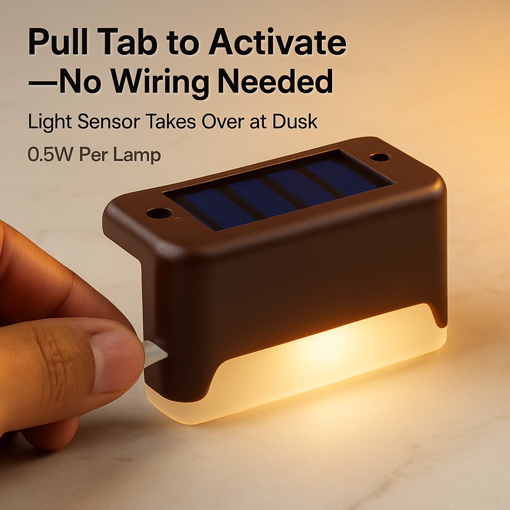 Solar Powered LED Step Lights for Outdoor Stairs