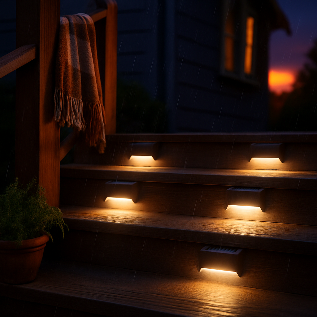 Solar Powered LED Step Lights for Outdoor Stairs