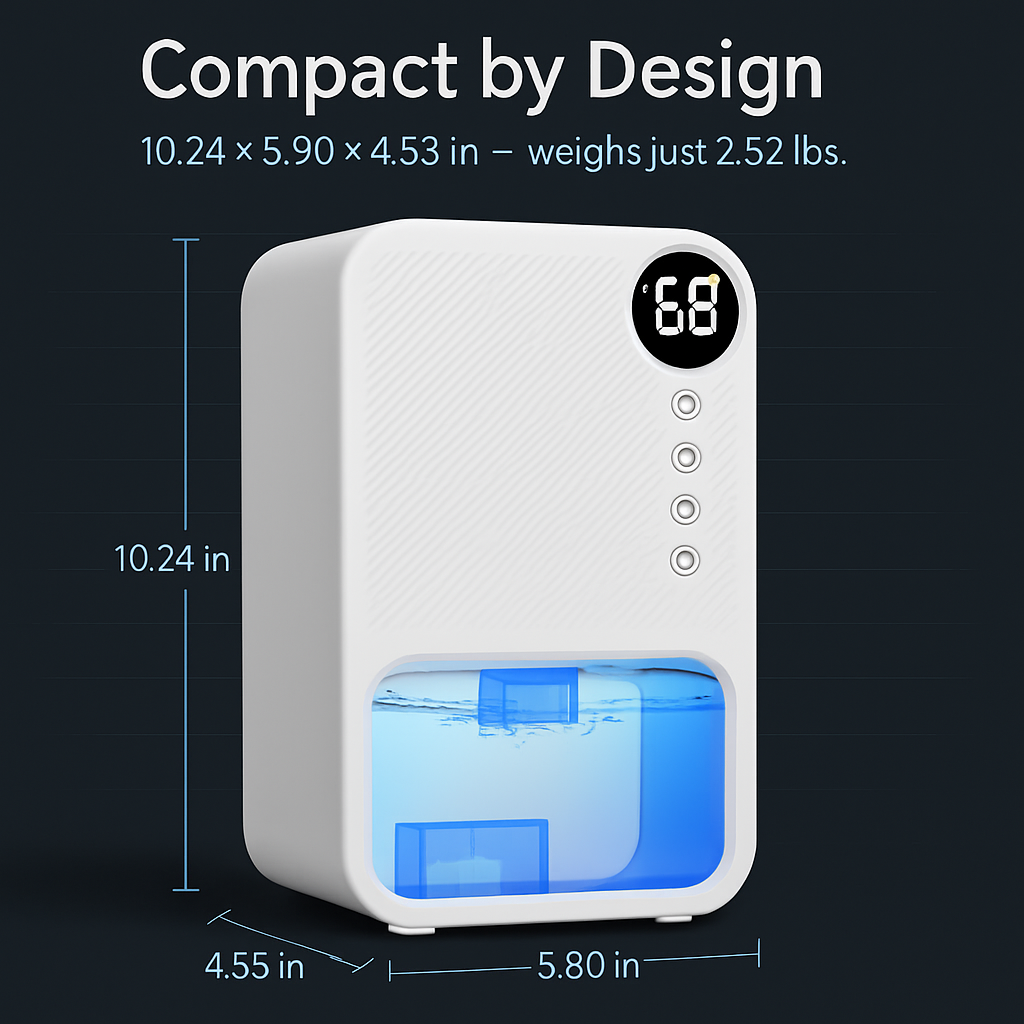 Dehumidifier: Portable, Sleep Mode, Timer & 7-Color Lighting