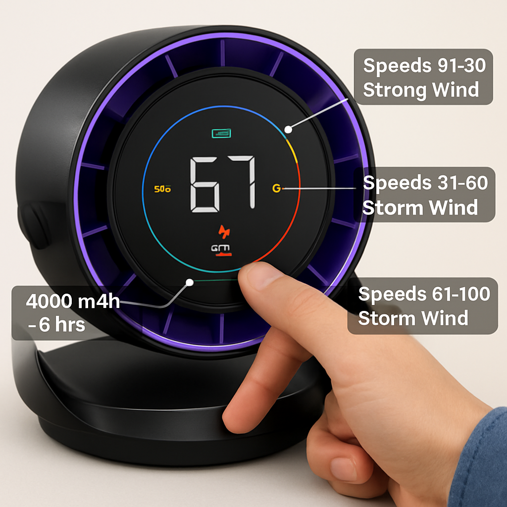 100-Speed Desk Fan Battery Operated; Wall Mounted, Tilting