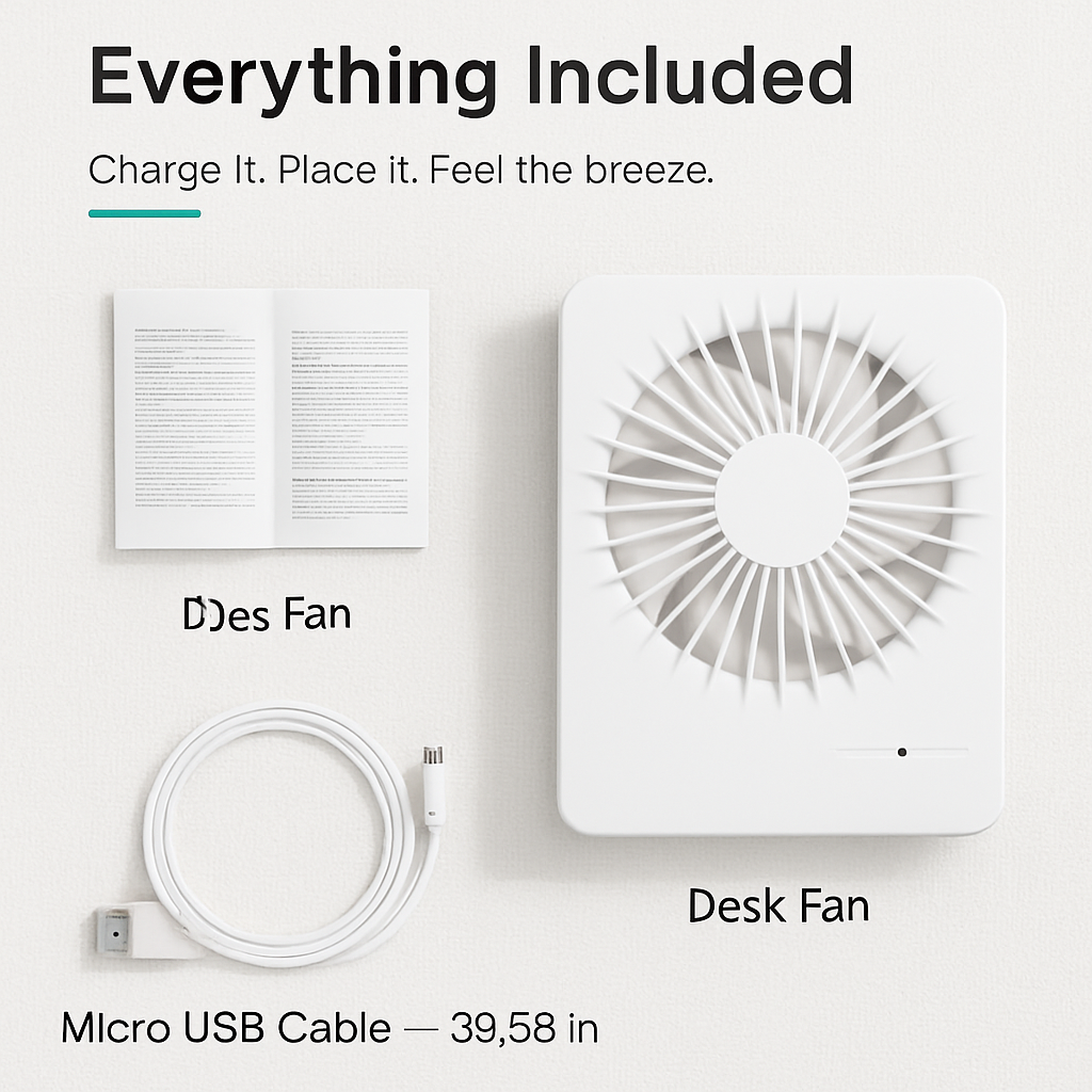 Portable Desk Fan - 3-Speed Quiet Table Fan
