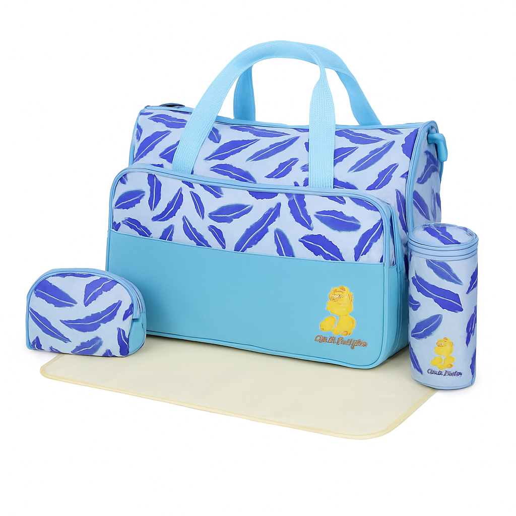5Pcs Baby Nappy Diaper Bags Set Mummy Diaper Handbags with Diaper Pad Food Bag Bottle Bag Travel Tote Bags For Mom Dad