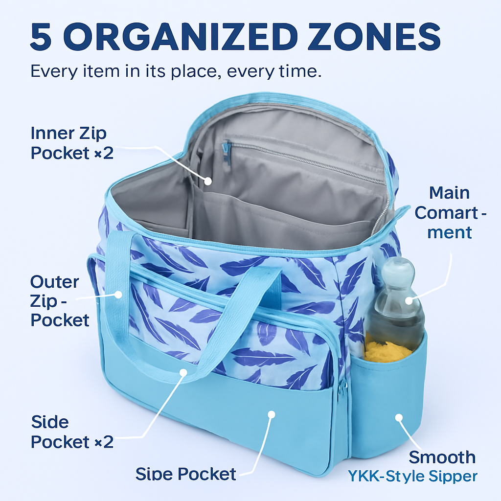 5Pcs Baby Nappy Diaper Bags Set Mummy Diaper Handbags with Diaper Pad Food Bag Bottle Bag Travel Tote Bags For Mom Dad
