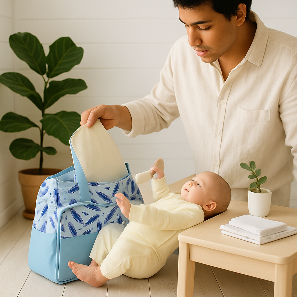 5Pcs Baby Nappy Diaper Bags Set Mummy Diaper Handbags with Diaper Pad Food Bag Bottle Bag Travel Tote Bags For Mom Dad