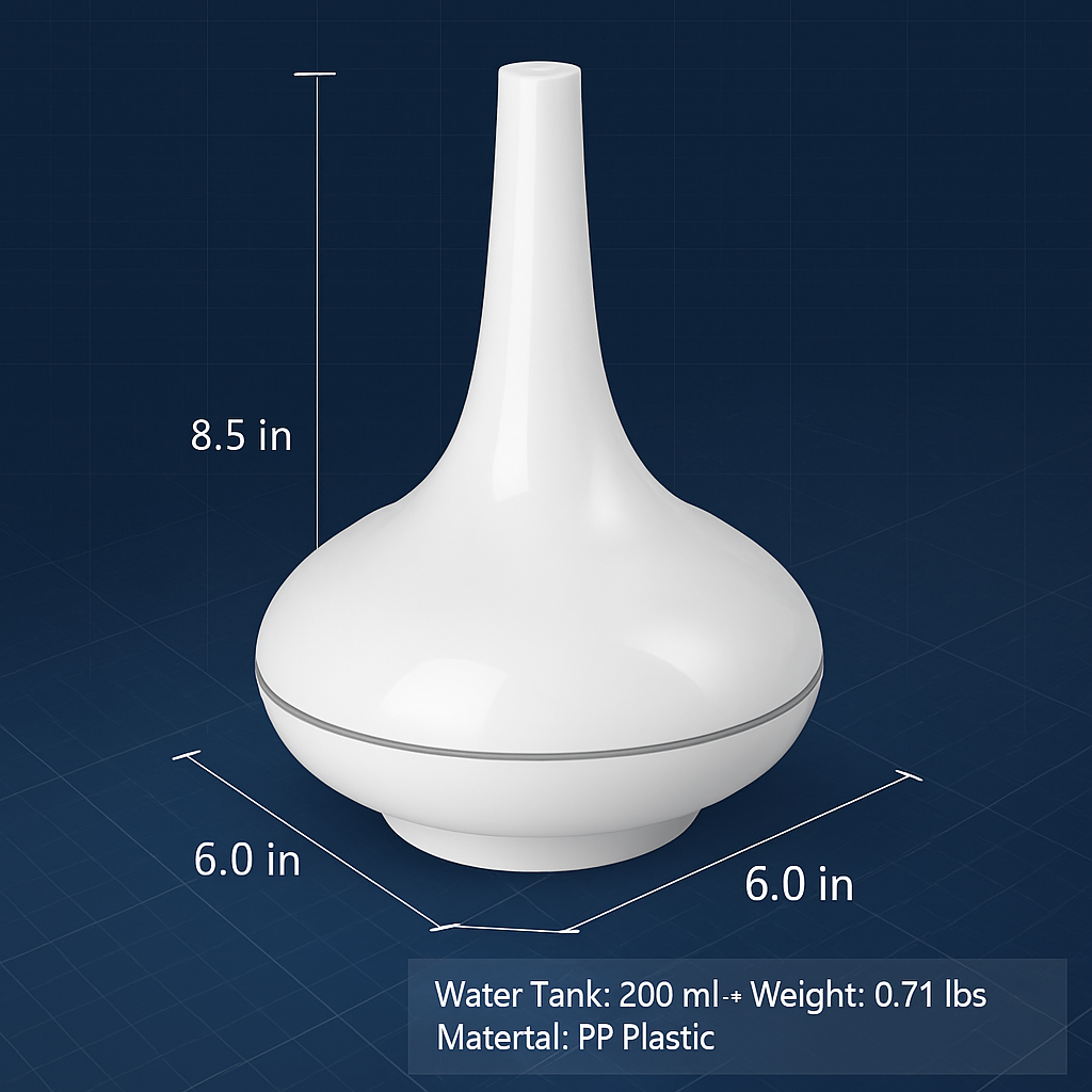200ml Cool Mist Humidifier Ultrasonic Aroma Essential Oil Diffuser w/7 Color LED Lights Waterless Auto Off for Office Home Room Study Yoga Spa