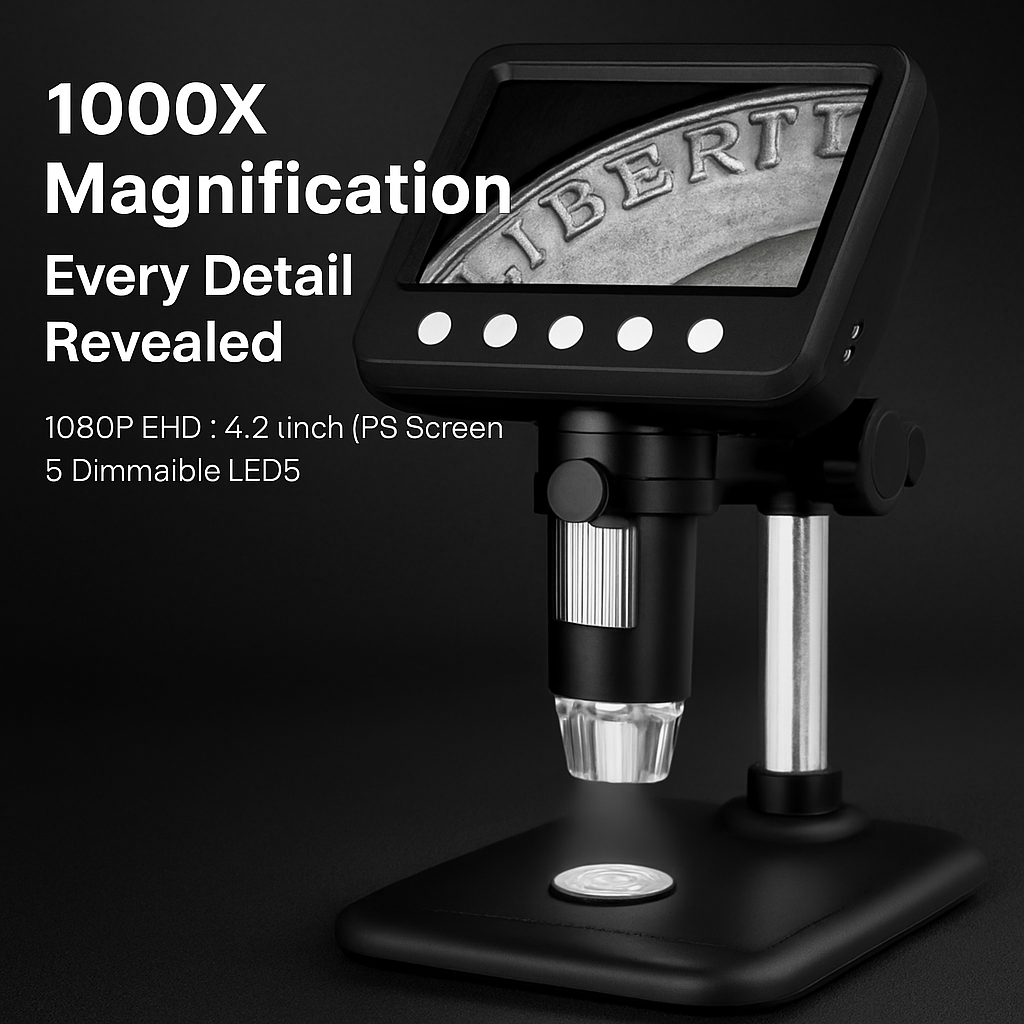 Digital Microscope with 4.3 Inch LCD and LEDs