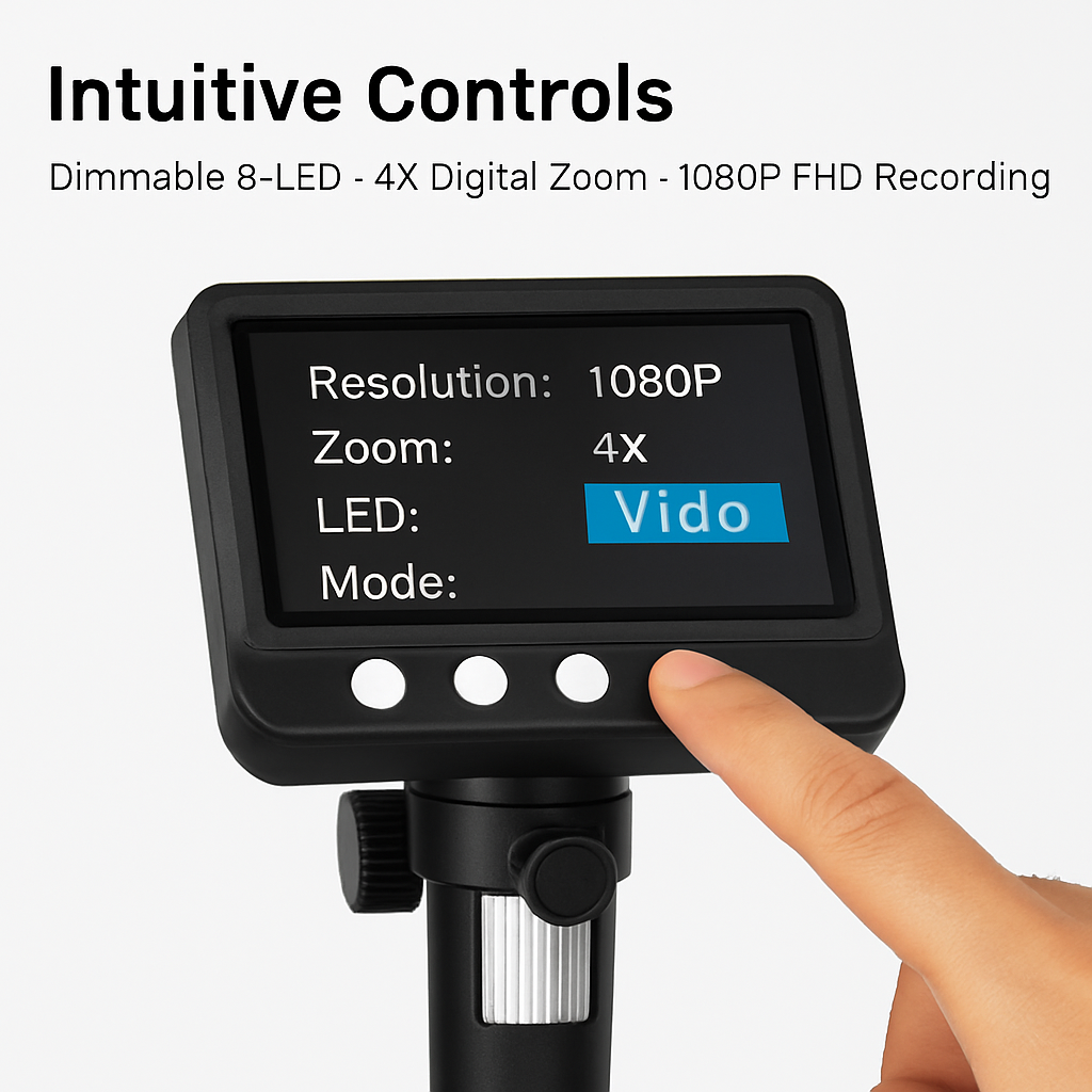 Digital Microscope with 4.3 Inch LCD and LEDs
