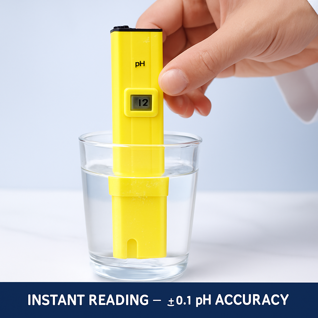 Digital PH Meter Handheld Water PH Meter w/ ATC 0-14 PH 0.1 PH Accuracy Water Quality Tester for Household Drinking Water Hydroponics Aquariums Swimmi