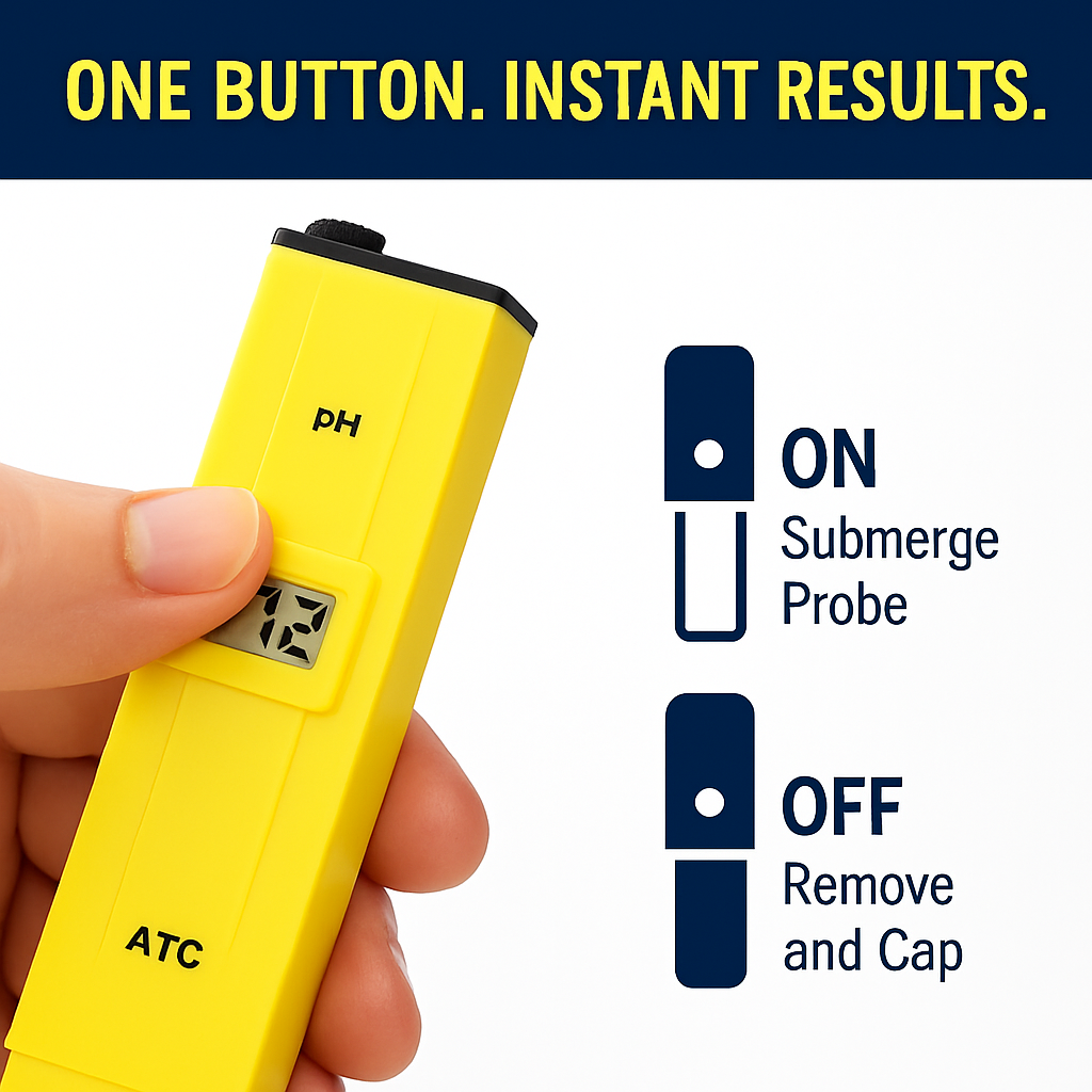 Digital PH Meter Handheld Water PH Meter w/ ATC 0-14 PH 0.1 PH Accuracy Water Quality Tester for Household Drinking Water Hydroponics Aquariums Swimmi