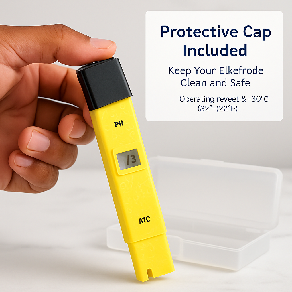 Digital PH Meter Handheld Water PH Meter w/ ATC 0-14 PH 0.1 PH Accuracy Water Quality Tester for Household Drinking Water Hydroponics Aquariums Swimmi