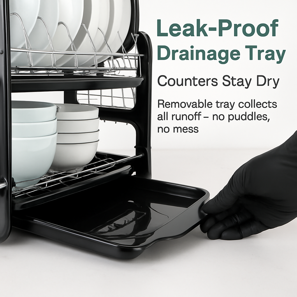 2 Tier Iron Dish Drying Rack for Kitchen Counter Storage