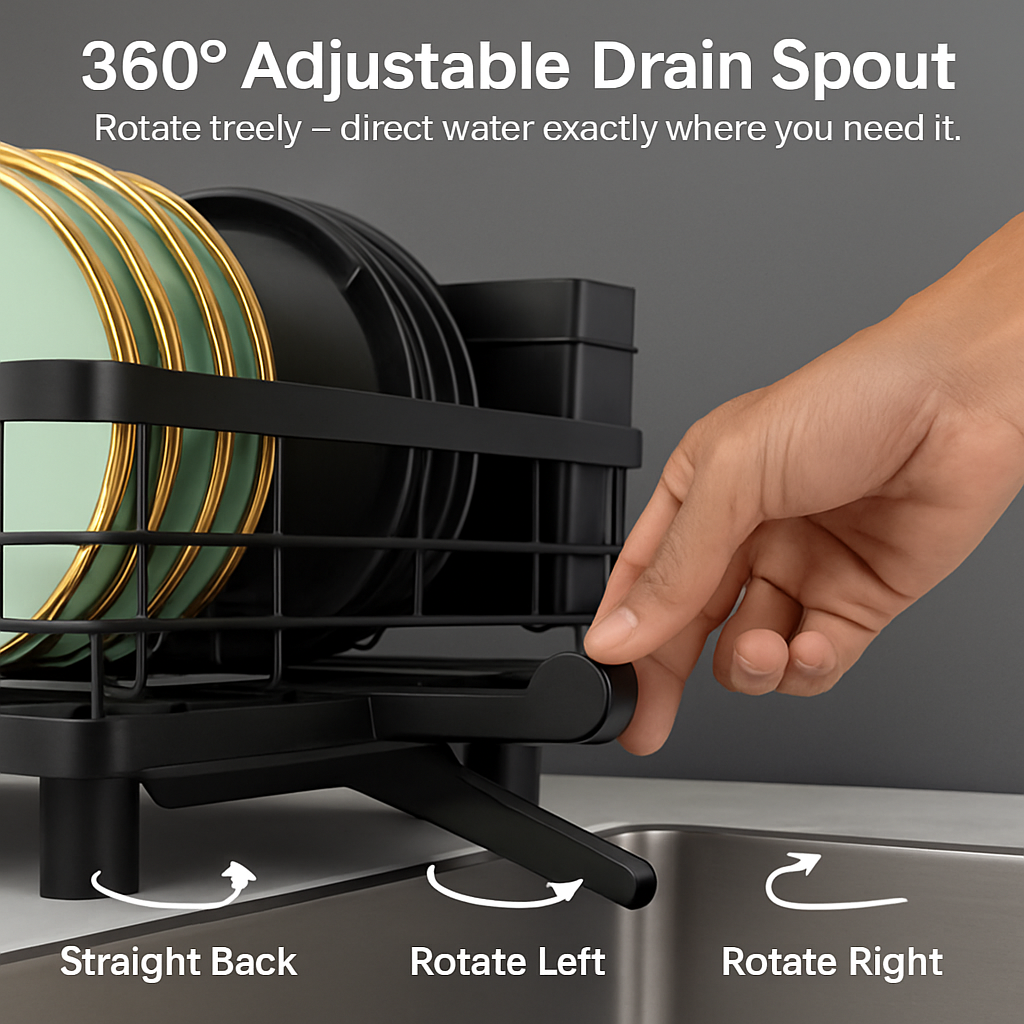 Dish Drying Rack with Utensil Holder and Drainer