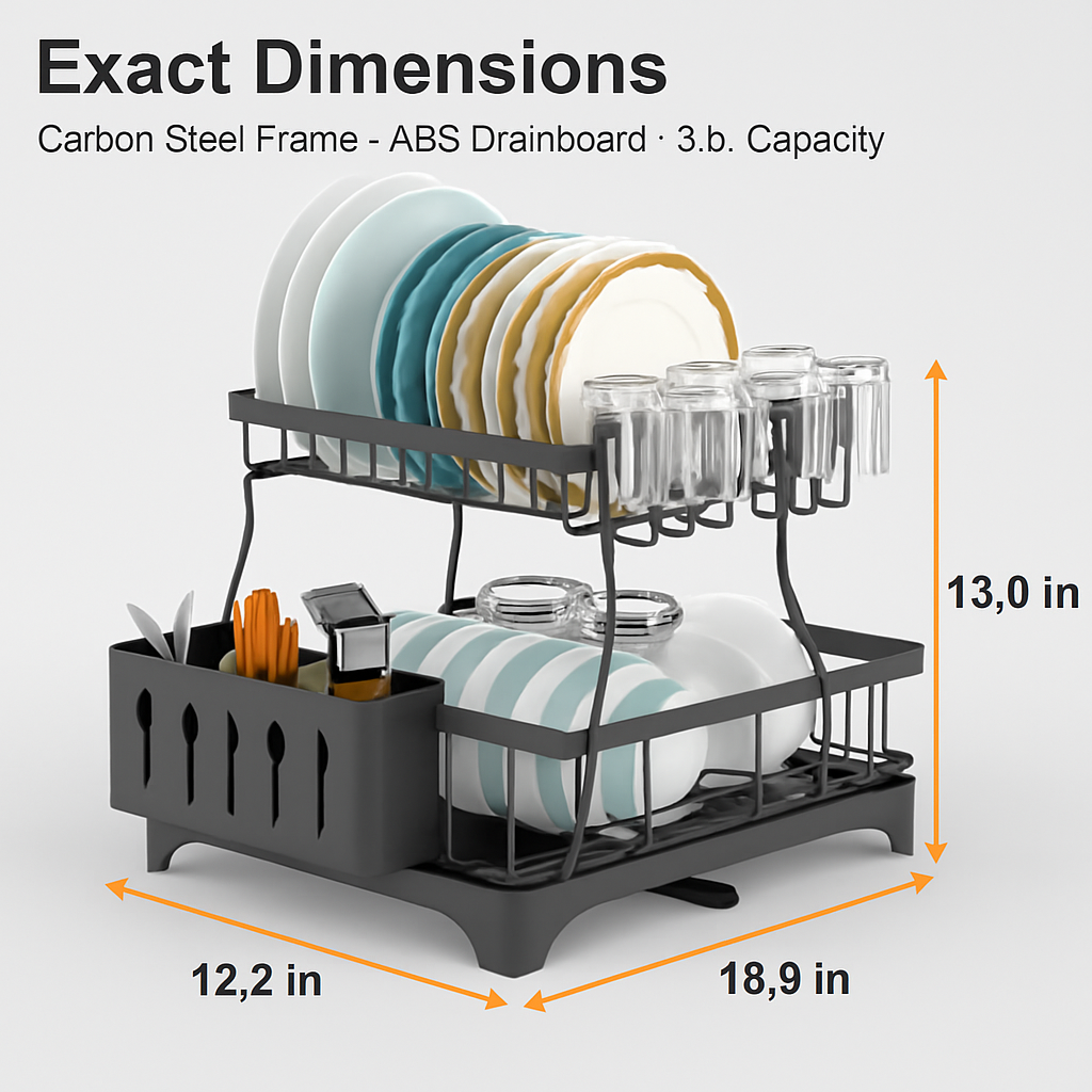 Dish Drying Rack with Drainboard and Utensil Holder