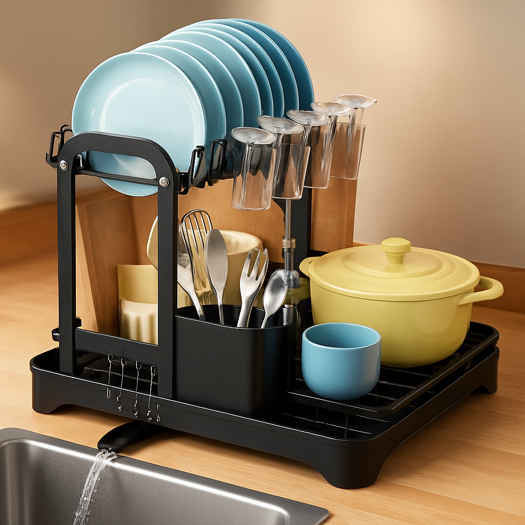 2-Tier Dish Drying Rack for Kitchen Counter Space