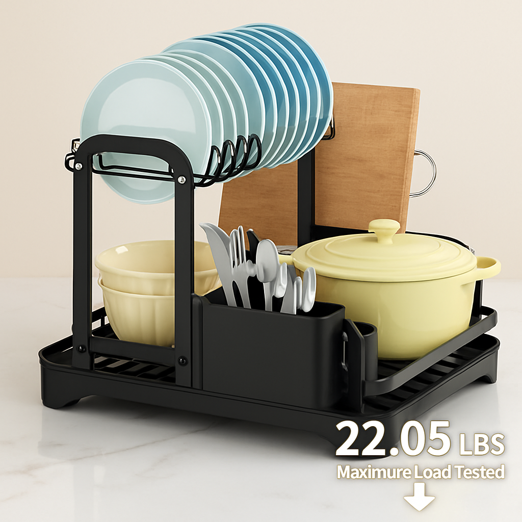 2-Tier Dish Drying Rack for Kitchen Counter Space
