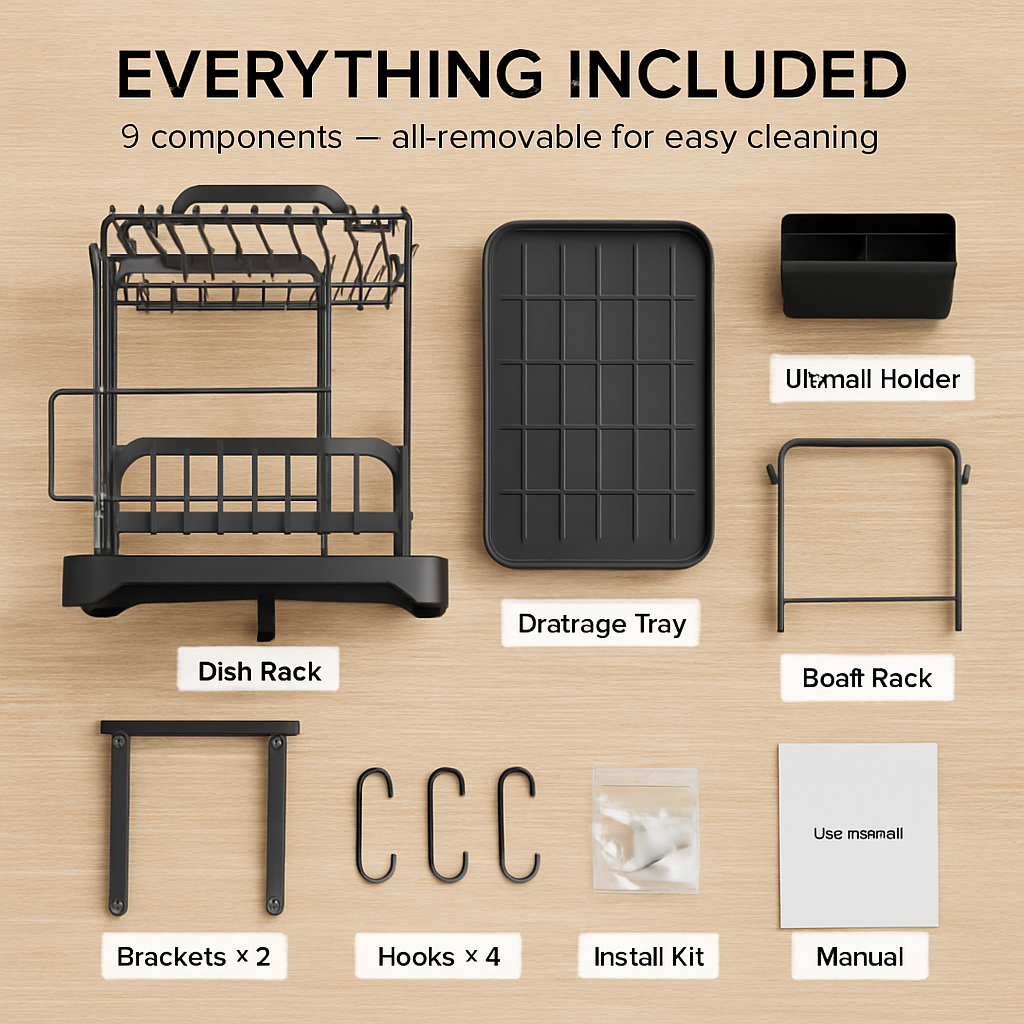 2-Tier Dish Drying Rack for Kitchen Counter Space