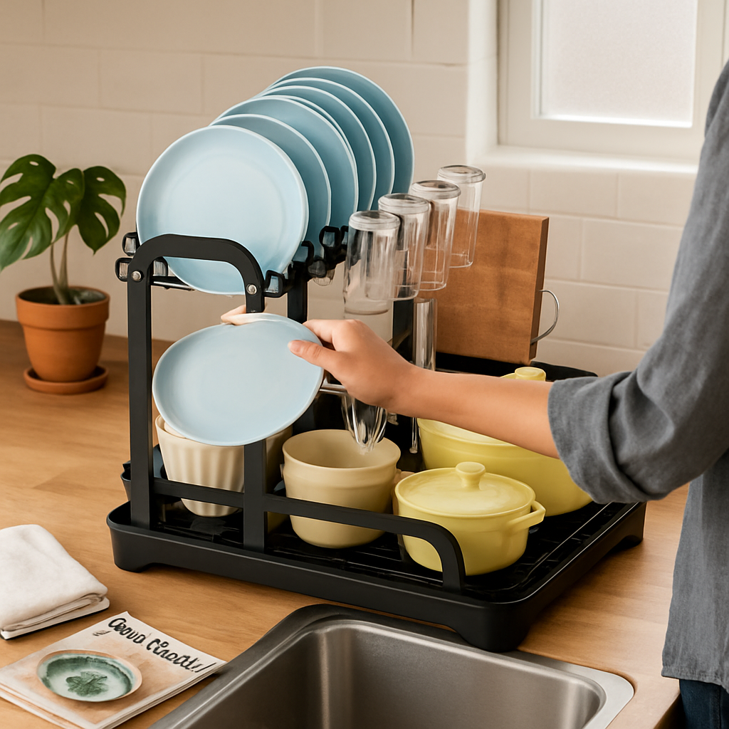 2-Tier Dish Drying Rack for Kitchen Counter Space
