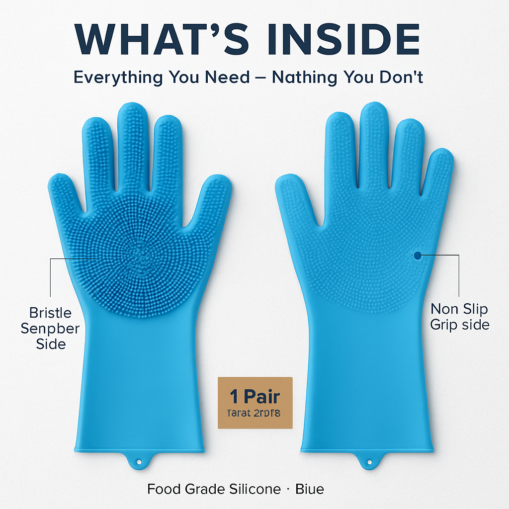 Silicone Dishwashing Gloves with Bristles