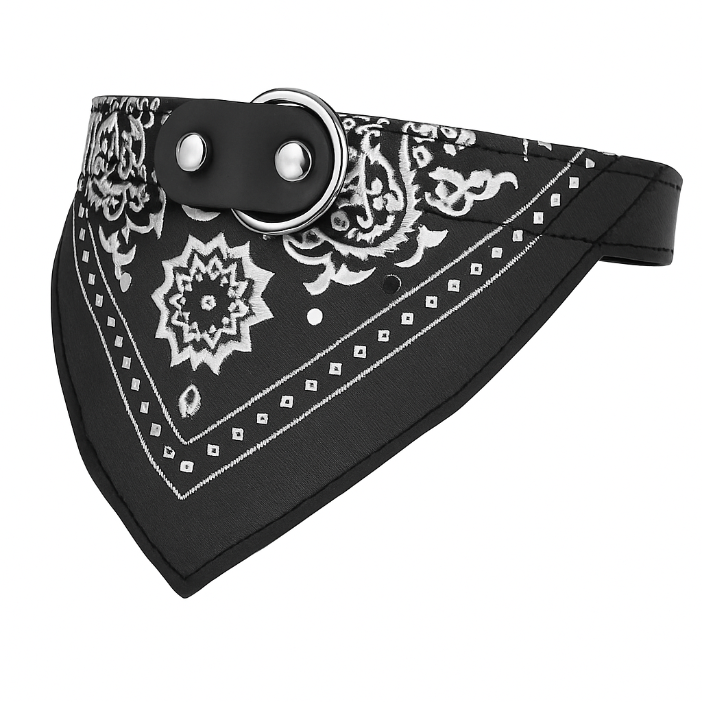 Adjustable Leather Pet Collar Triangle Bandana for Dogs