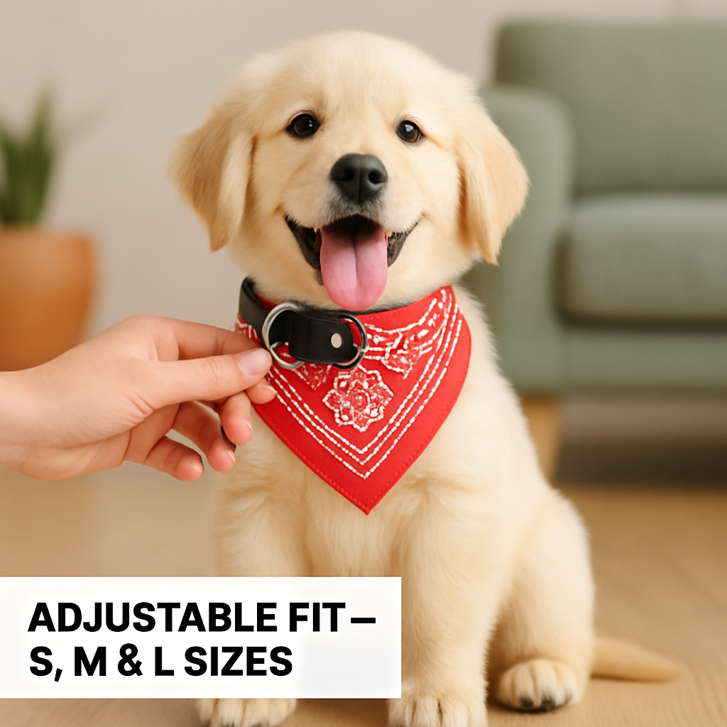 Adjustable Leather Pet Collar Triangle Bandana for Dogs