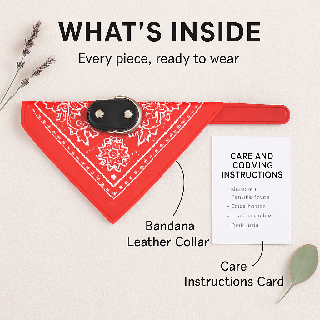 Adjustable Leather Pet Collar Triangle Bandana for Dogs