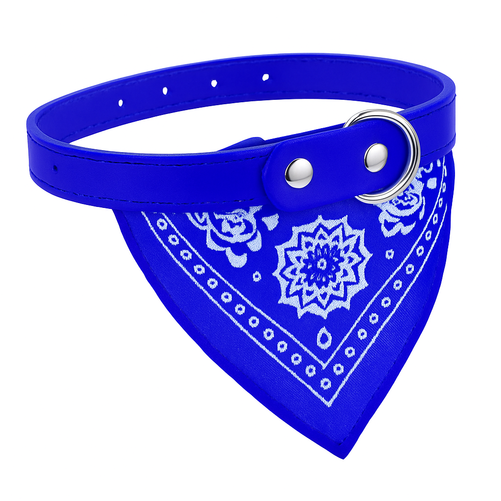 Adjustable Leather Pet Collar Triangle Bandana for Dogs