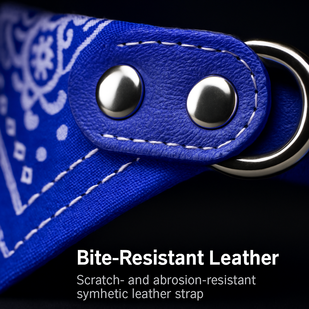 Adjustable Leather Pet Collar Triangle Bandana for Dogs