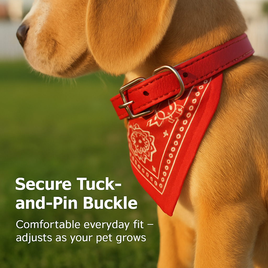 Adjustable Leather Pet Collar Triangle Bandana for Dogs