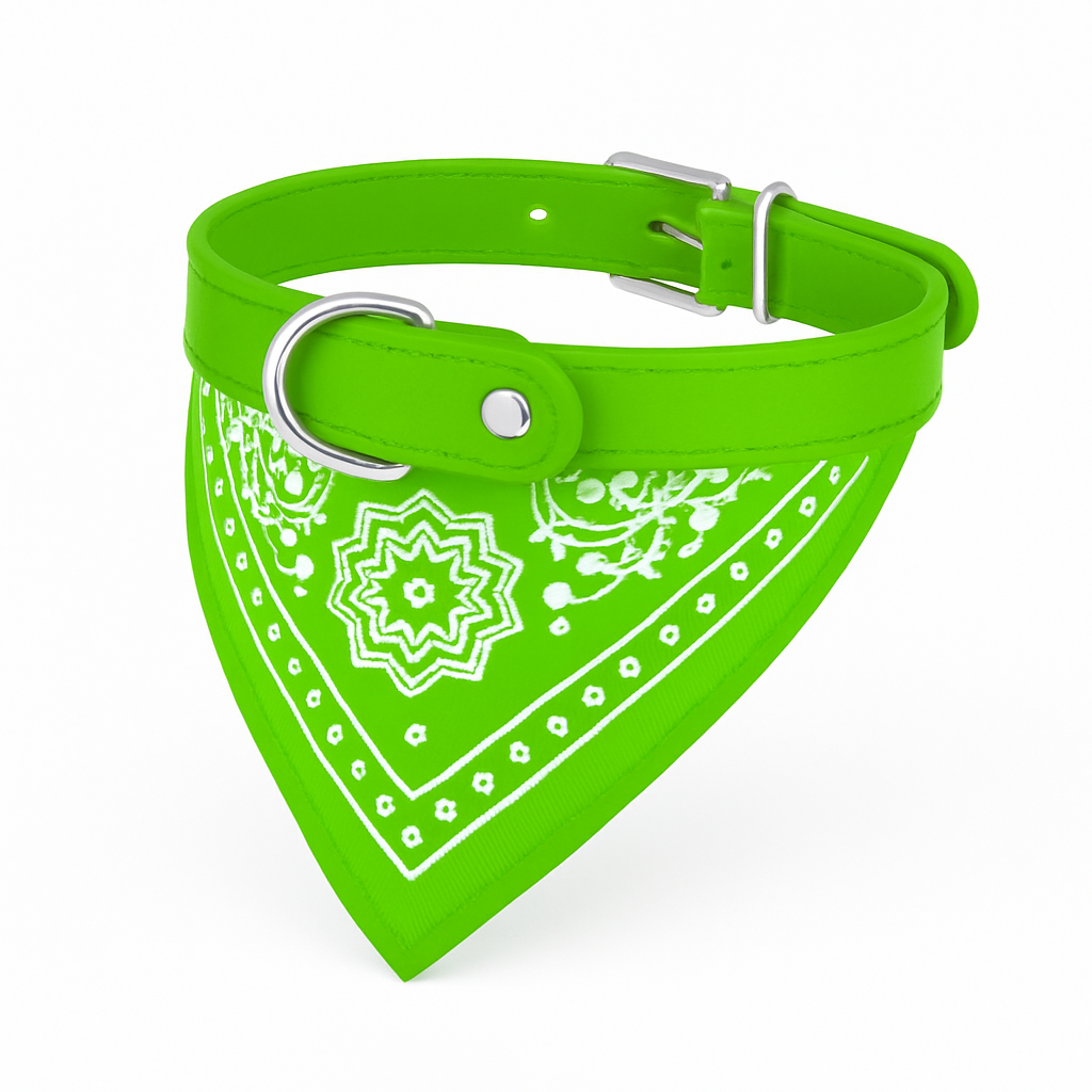 Adjustable Leather Pet Collar Triangle Bandana for Dogs
