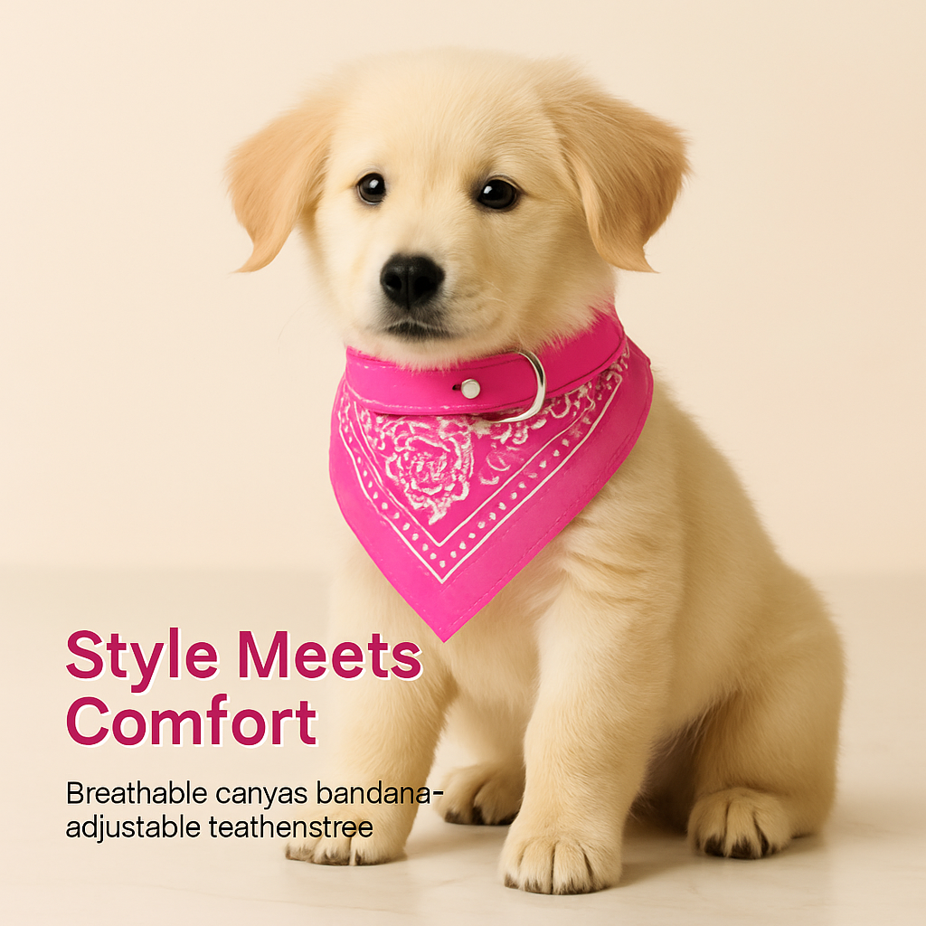 Adjustable Leather Pet Collar Triangle Bandana for Dogs