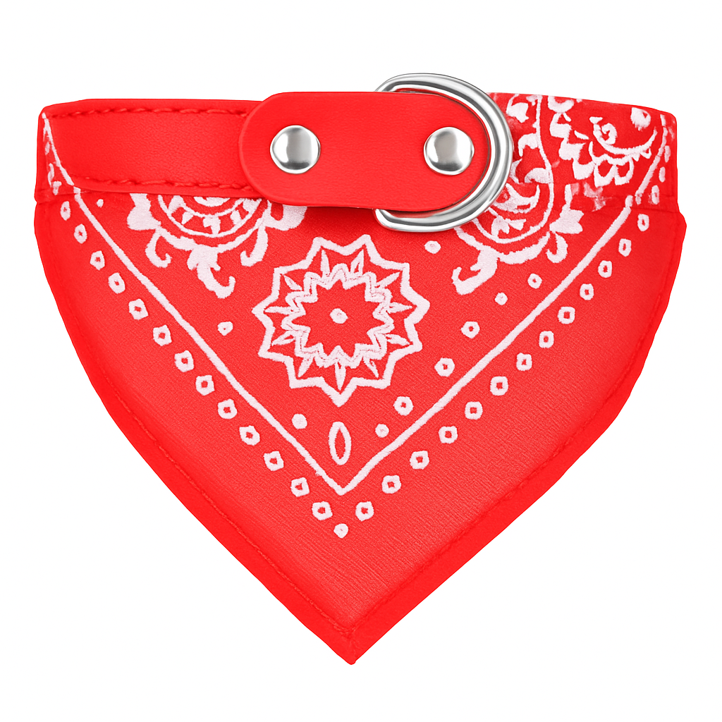 Adjustable Leather Pet Collar Triangle Bandana for Dogs