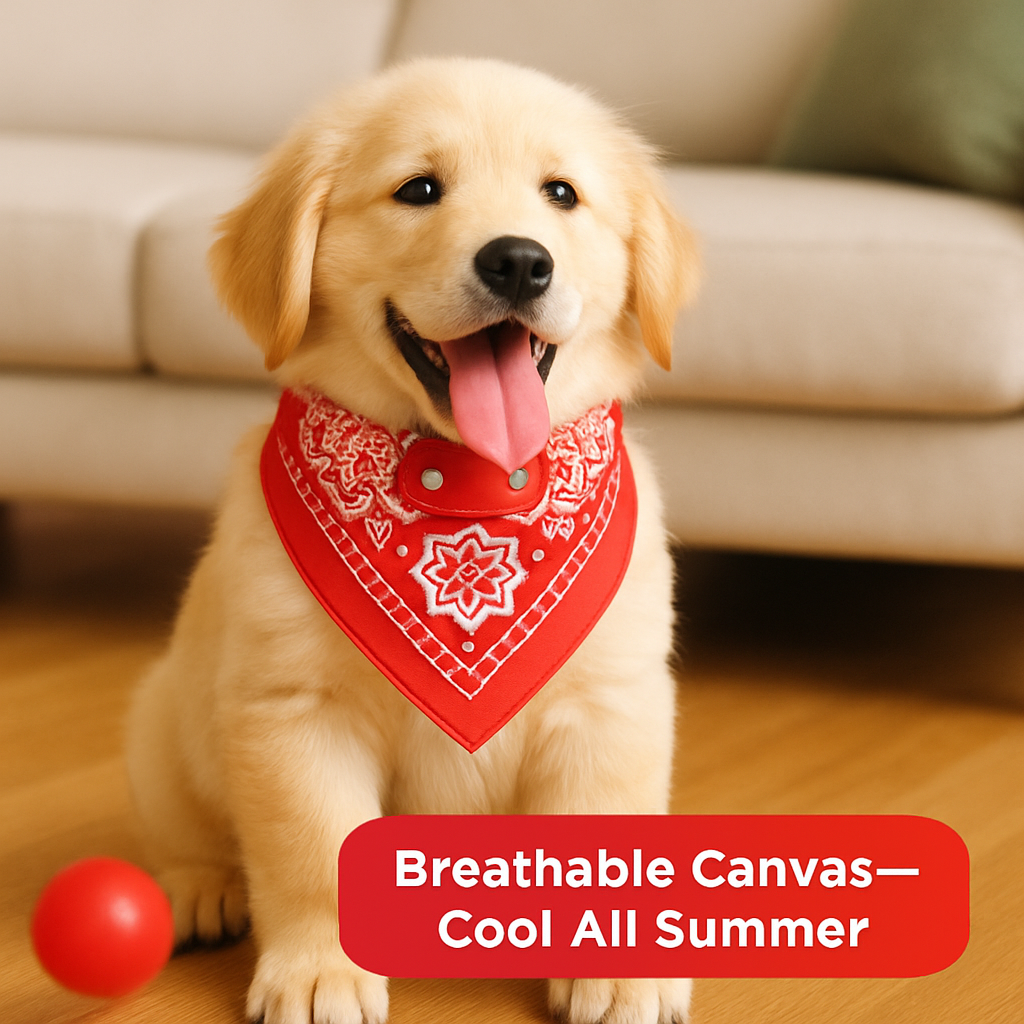 Adjustable Leather Pet Collar Triangle Bandana for Dogs