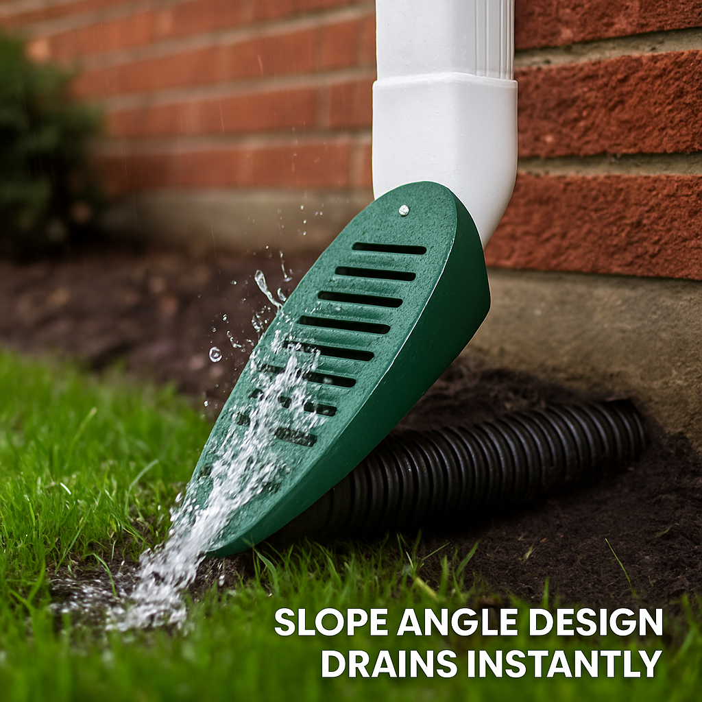 Green Angled Yard Drain Emitter for 4-Inch Pipe