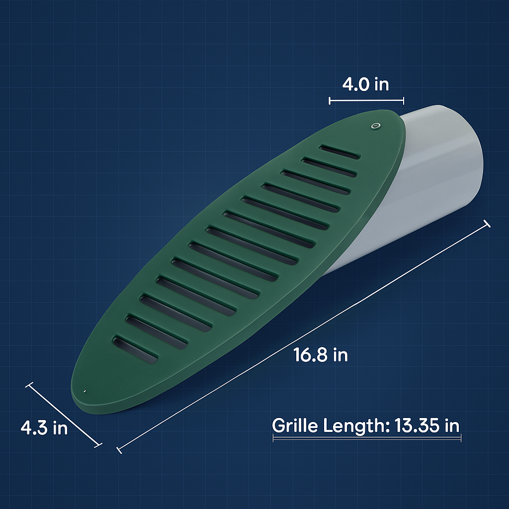 Green Angled Yard Drain Emitter for 4-Inch Pipe