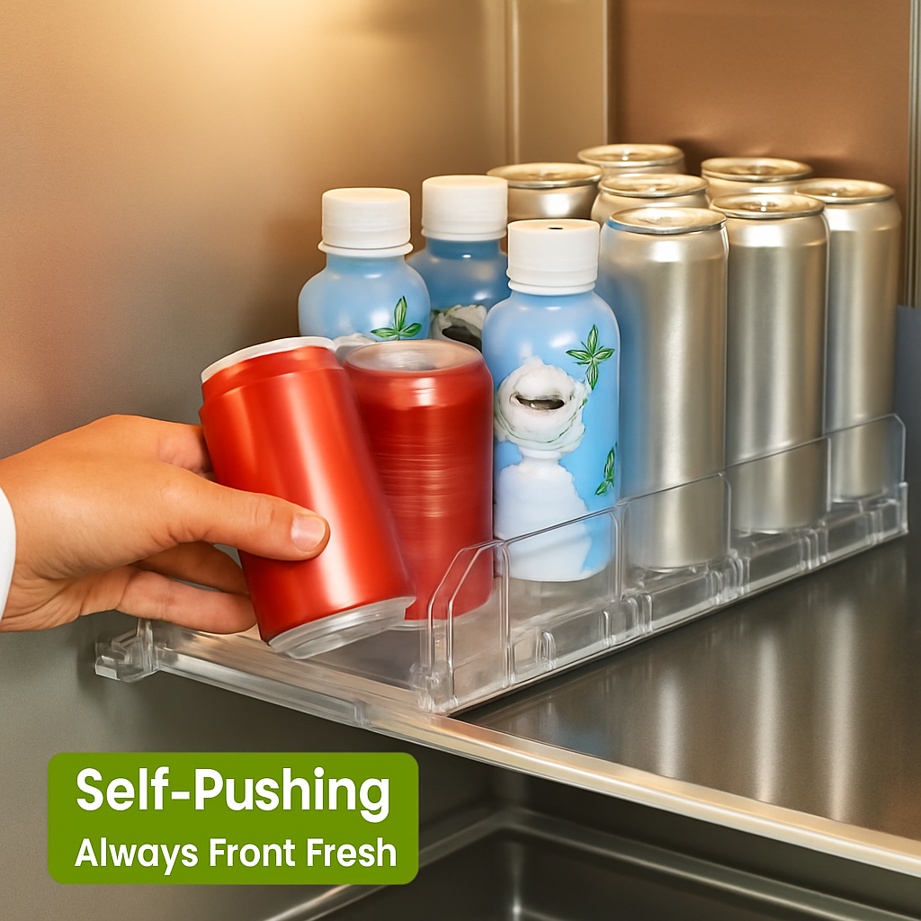 Drink Organizer for Fridge - Adjustable 5-Row Can Dispenser
