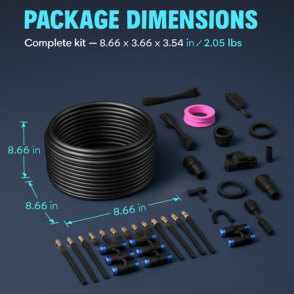 360° Bendable Drip Irrigation System with 49FT 5/8” Tubing Hose 5/16” Faucet Connector Automatic Watering Misting Kit For Garden Greenhouse Yard Lawn