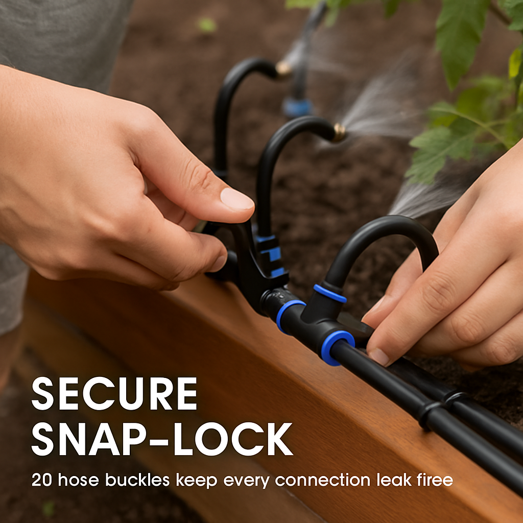 360° Bendable Drip Irrigation System with 49FT 5/8” Tubing Hose 5/16” Faucet Connector Automatic Watering Misting Kit For Garden Greenhouse Yard Lawn