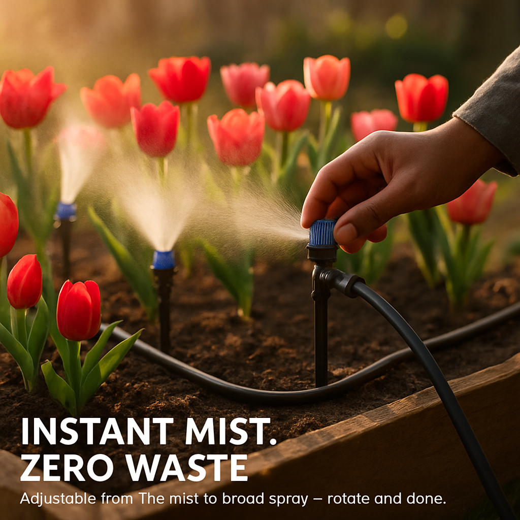 75FT Mist Drip Irrigation System with Adjustable Misting Nozzle Quick Connect Automatic Garden Watering System for Garden Lawn Patio Flower Bed