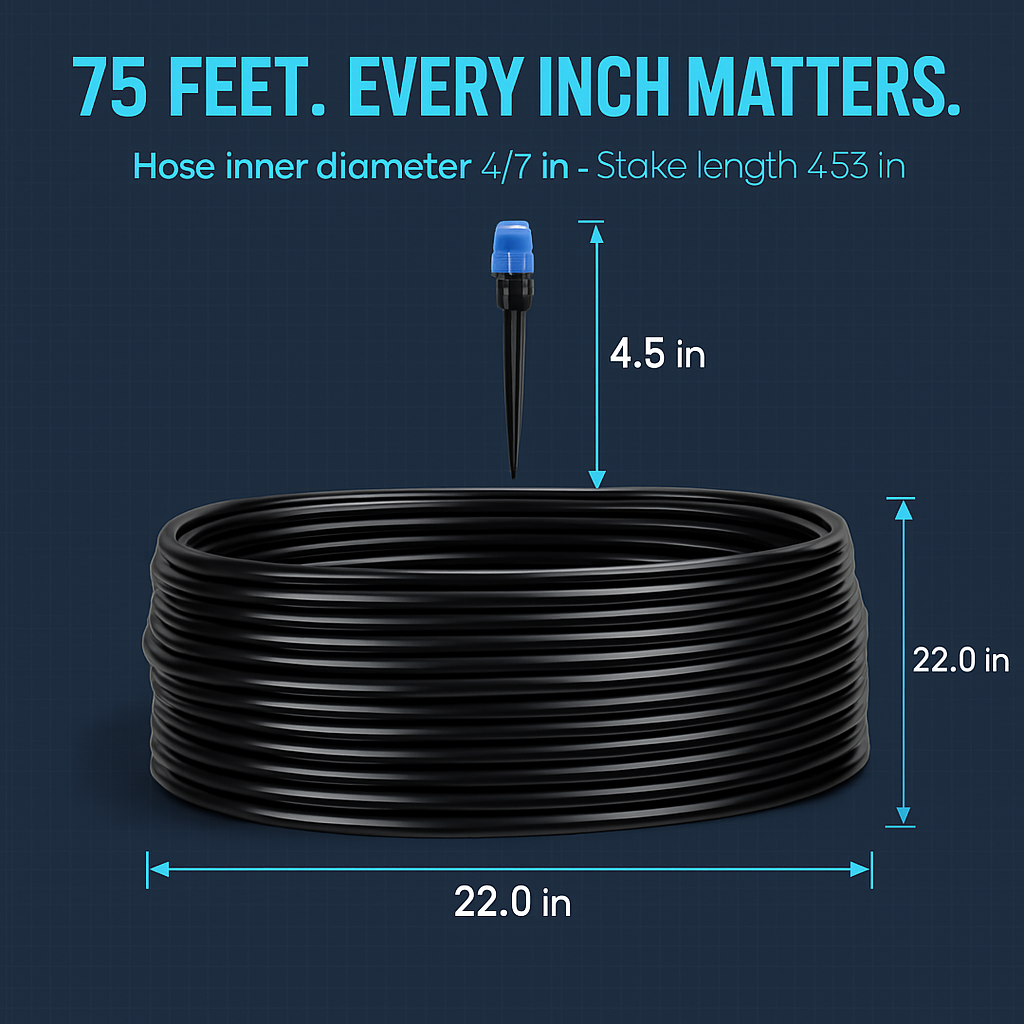 75FT Mist Drip Irrigation System with Adjustable Misting Nozzle Quick Connect Automatic Garden Watering System for Garden Lawn Patio Flower Bed