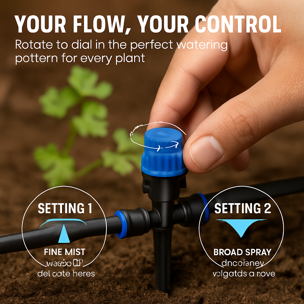75FT Mist Drip Irrigation System with Adjustable Misting Nozzle Quick Connect Automatic Garden Watering System for Garden Lawn Patio Flower Bed