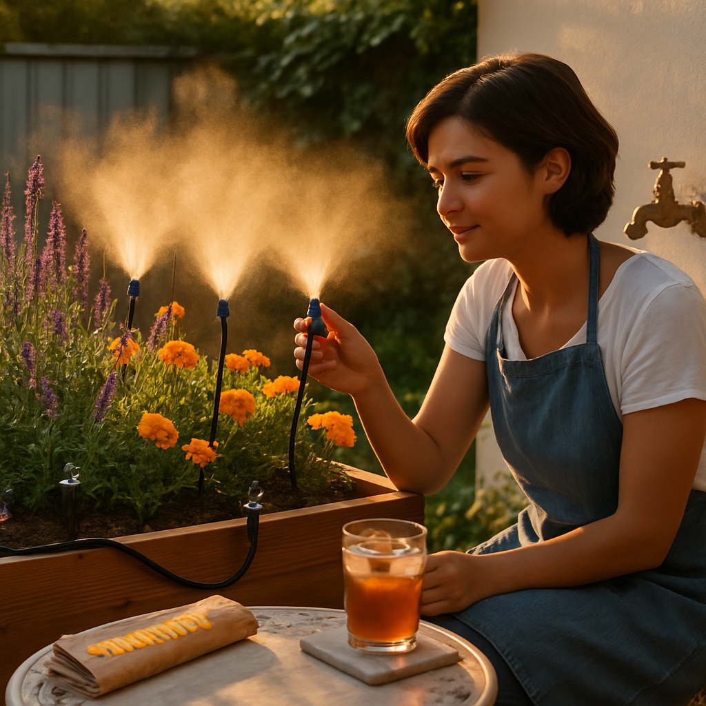 75FT Mist Drip Irrigation System with Adjustable Misting Nozzle Quick Connect Automatic Garden Watering System for Garden Lawn Patio Flower Bed