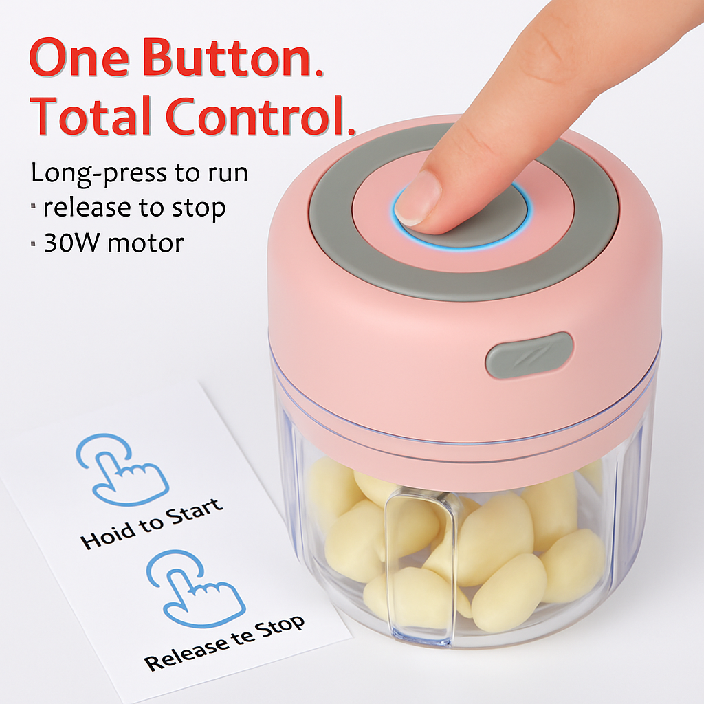 Mini Electric Garlic Chopper Cordless Rechargeable