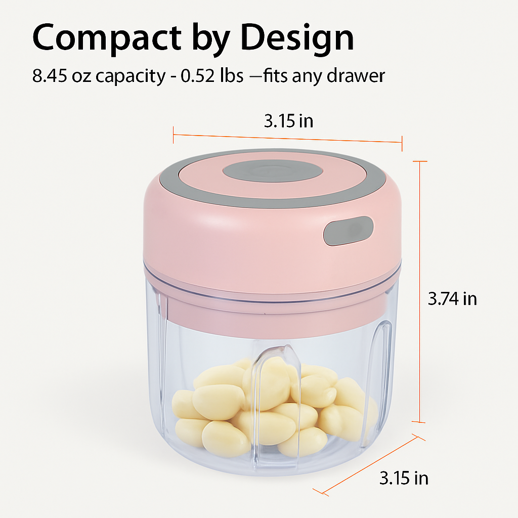 Mini Electric Garlic Chopper Cordless Rechargeable
