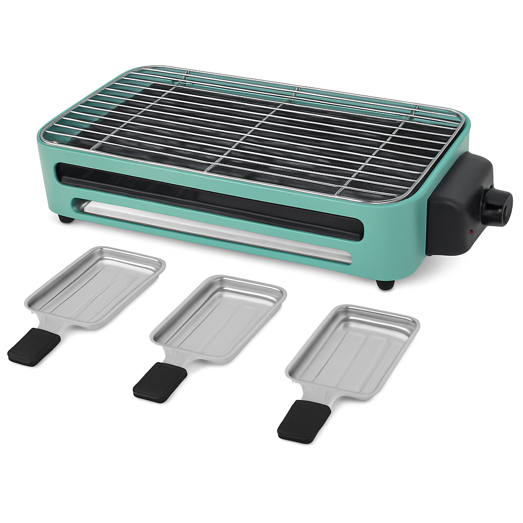 2-in-1 Electric Indoor Grill with Removable Plate