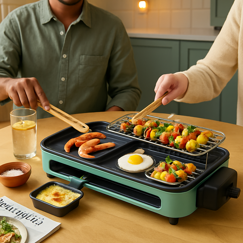 2-in-1 Electric Indoor Grill with Removable Plate