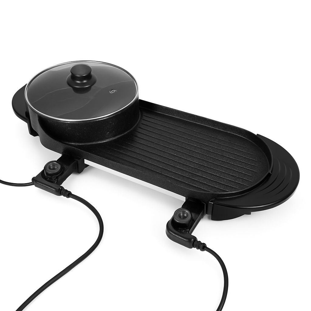2-in-1 Electric Hot Pot with Grill Cooker for Home Use