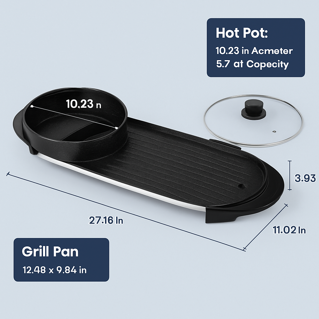 2-in-1 Electric Hot Pot with Grill Cooker for Home Use