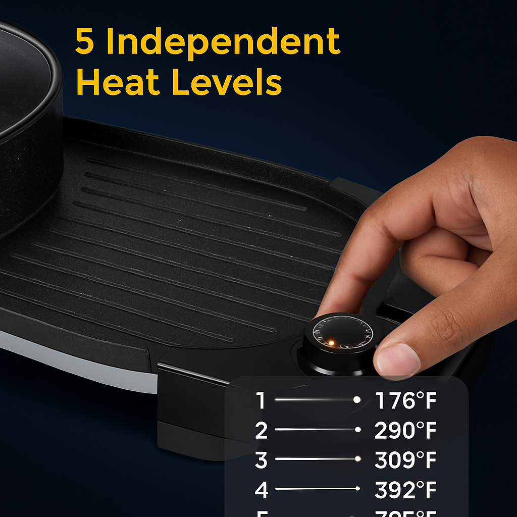 2-in-1 Electric Hot Pot with Grill Cooker for Home Use