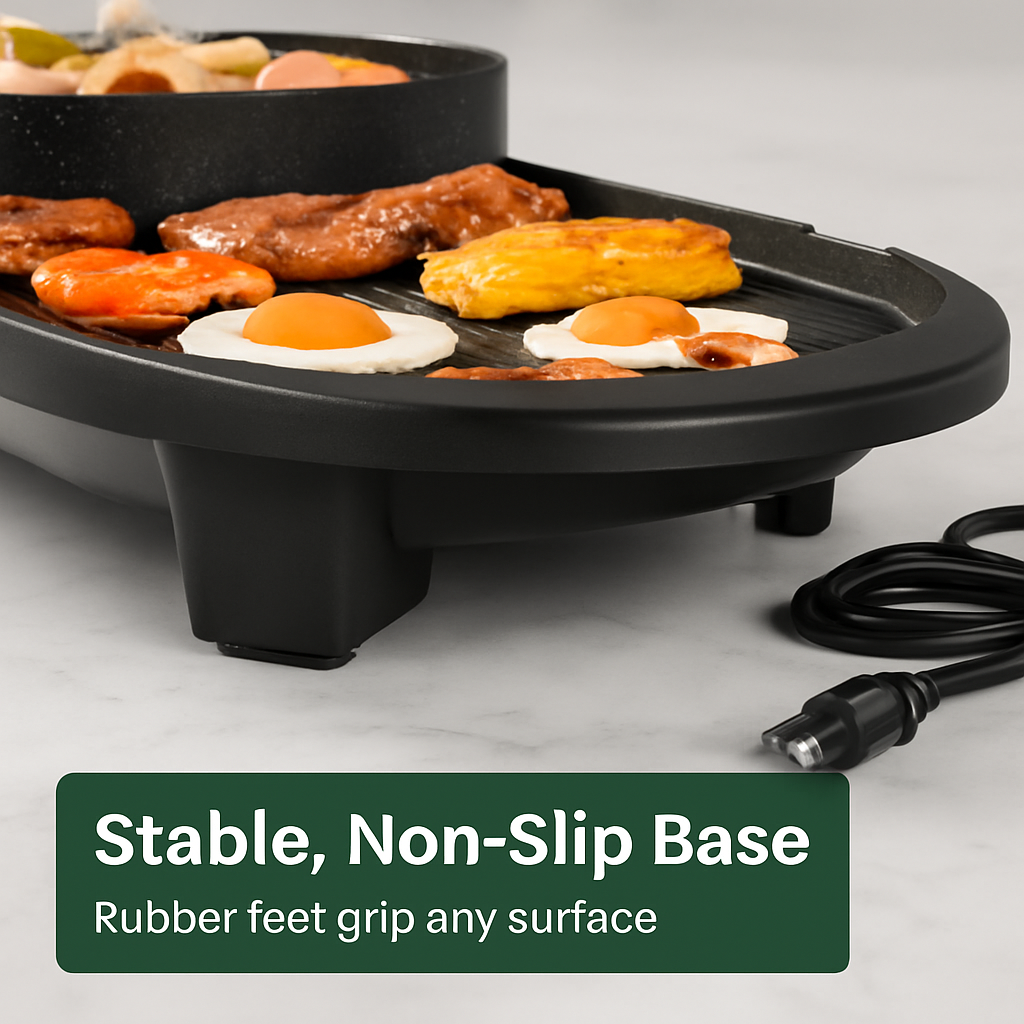 2-in-1 Electric Hot Pot with Grill Cooker for Home Use