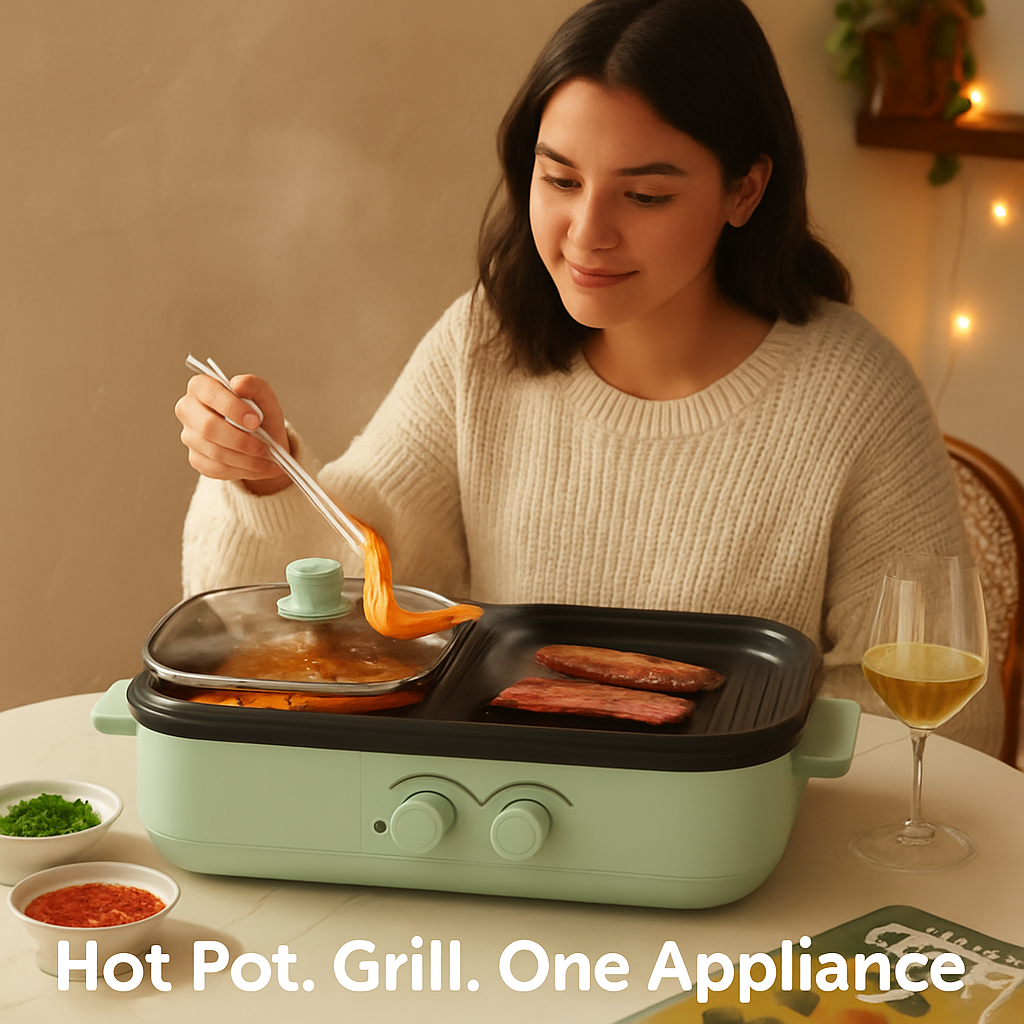 2-in-1 Electric Hot Pot & Pan with Grill